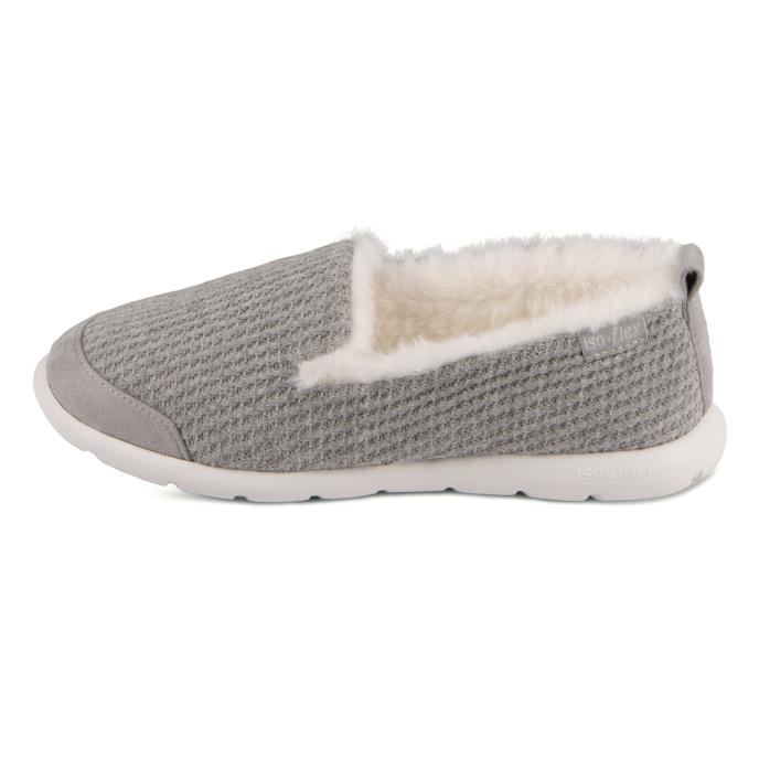 Isotoner® Ladies Iso-Flex Waffle Full Back Slipper Grey Extra Image 3